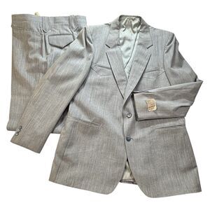 Vintage SHEPLERS Men’s 2 Pc Suit Blue Western Silk Blend 46L 40W